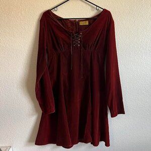 Red Velvet Long Sleeve Dress